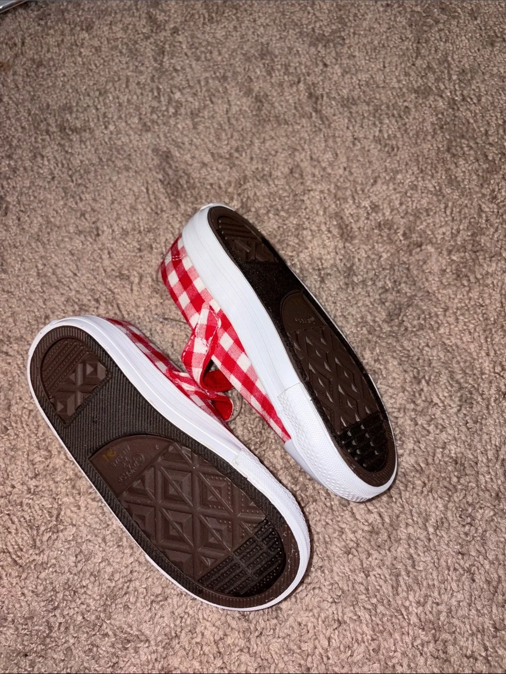 Converse Kids Red Gingham Mary Jane Sneakers with White Toe NWOT
